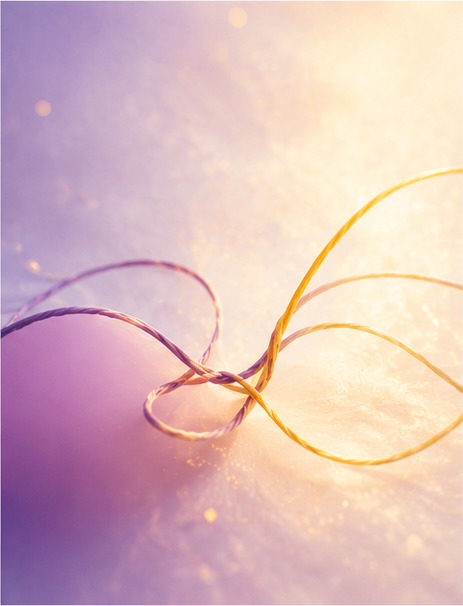 Possibility: Space Opens Purple and golden threads opening into warm, radiant light.