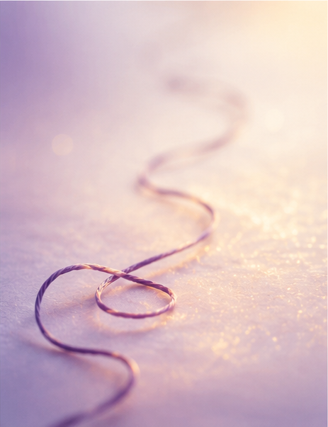 Thread: Curiosity and Beginning A single purple thread winding toward soft golden light.